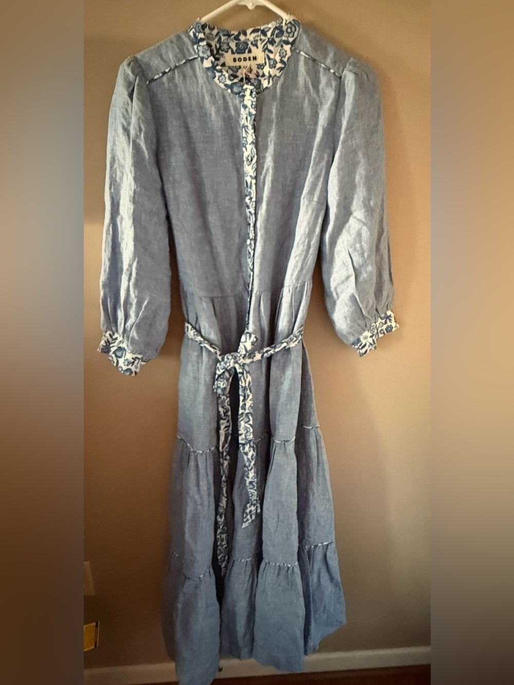 Boden alba linen maxi dress in blue size 12R NWT style D0884 defective - Picture 11 of 13